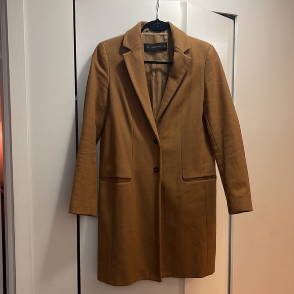 Camel Pea Coat, Zara, size M - Picture 1 of 12